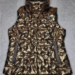 The North Face Holladown Crop Puffer Down Vest Metallic Copper Size LARGE